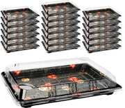 20 pacchi di contenitori per pasti, tavola di servizio in plastica con coperchio, contenitori per pasti riutilizzabili, contenitori per pasti, contenitori per alimenti per banchetti di festa e sushi (26 x 19 x 5 cm)