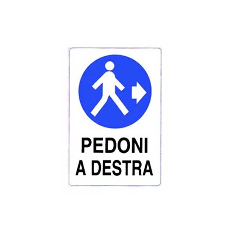Cartello di informazione pedoni a destra cm 50x70
