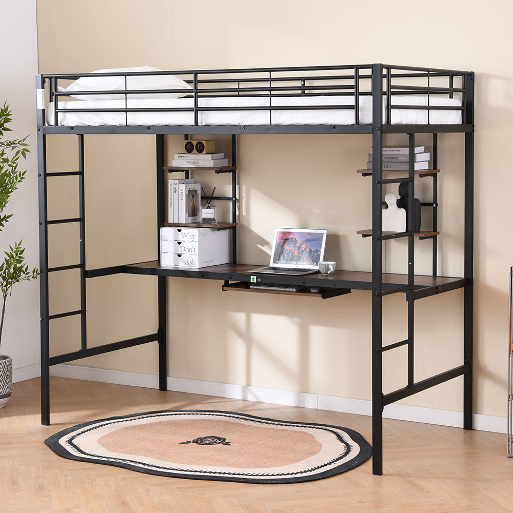 Letto metallico-Xylo-90x190 cm-compatto, multifunzione, per studenti, spazio ridotto