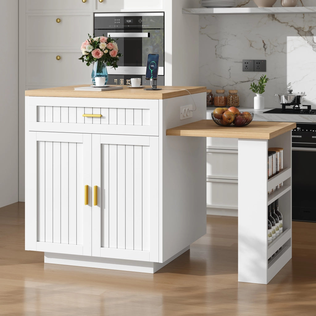 ISOLA DA CUCINA ESTENSIBILE 121,5-192 cm BIANCA MDF E METALLO