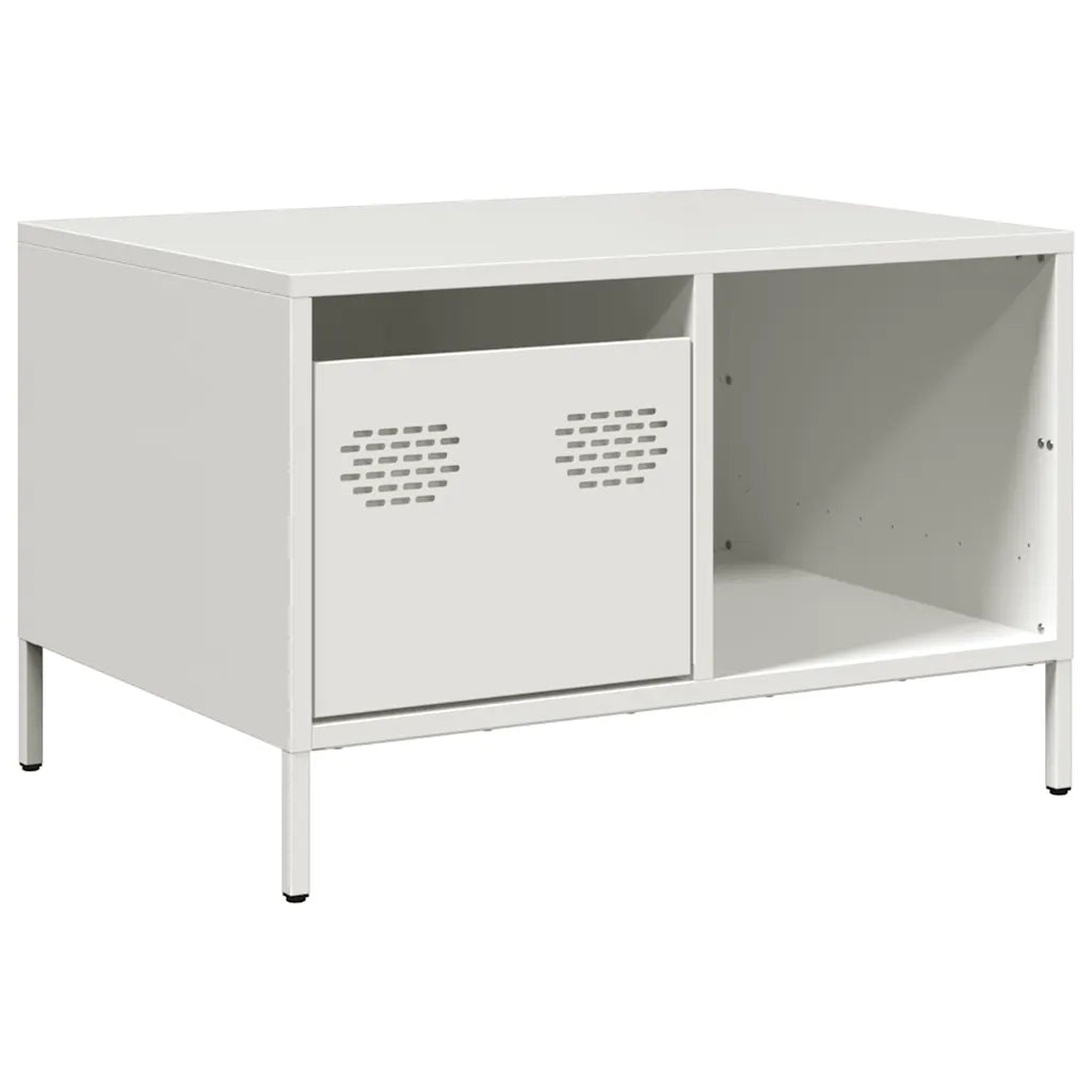 Tavolino-Tavolino da soggiorno-Tavolo Bianco 68,5x50x43,5 cm in Acciaio Laminato a Freddo
