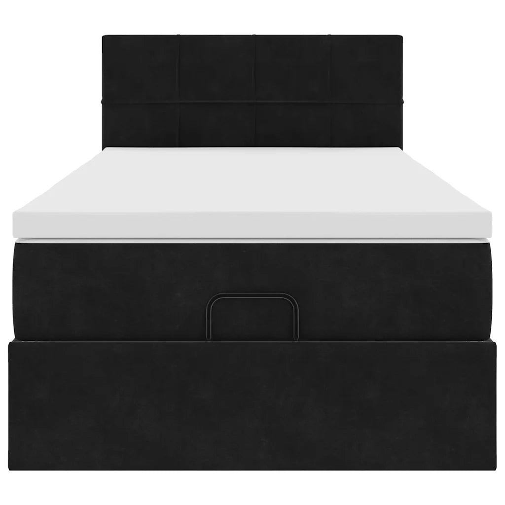 Struttura Letto Pouf con Materasso Nero 100x200 cm Velluto 3312604