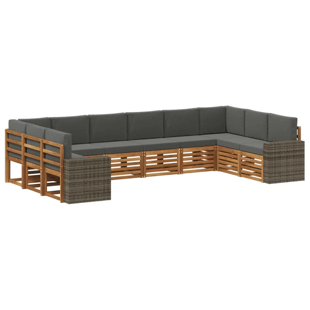 Set di divani da esterno 10 pcs Naturale e Antracite Poliestere 3384908