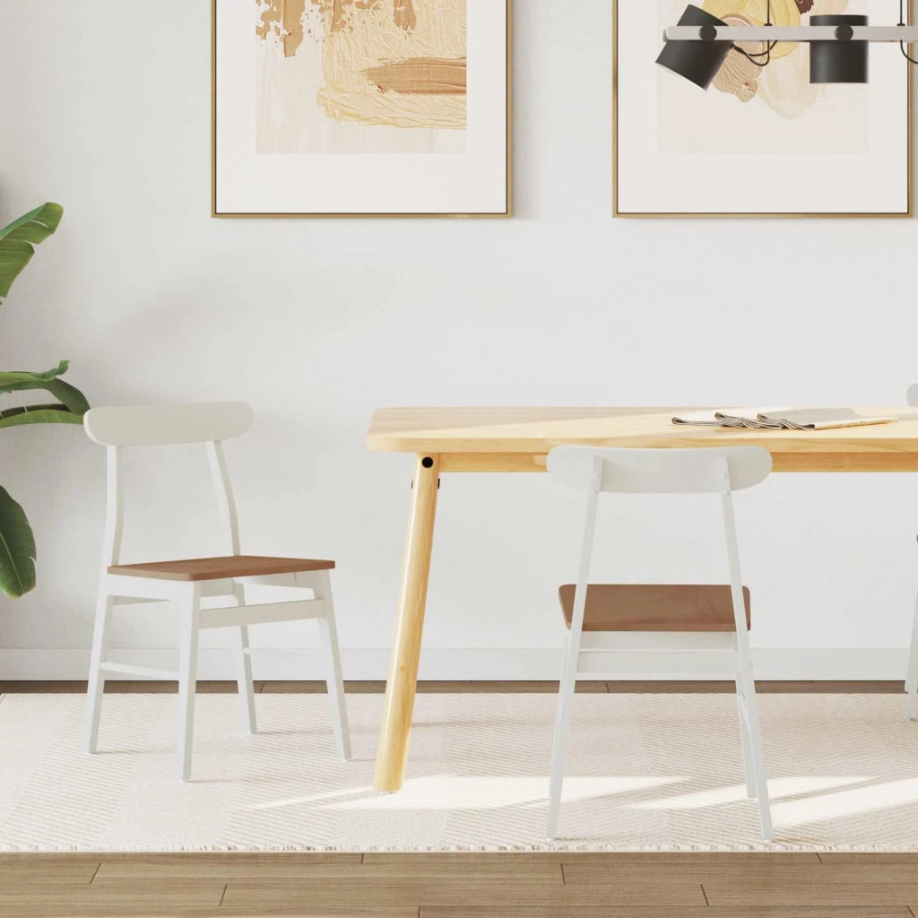 Sedia da pranzo 2 pcs Bianco e Naturale 43 x 44,5 x 77 cm