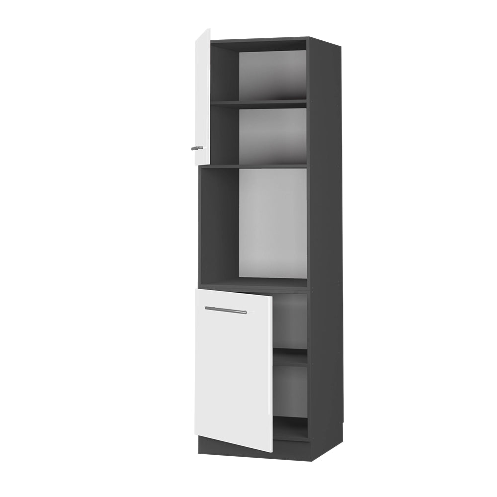 Mobile per forno da incasso Fame-Line Bianco lucido/Antracite 60 cm aperto Vicco