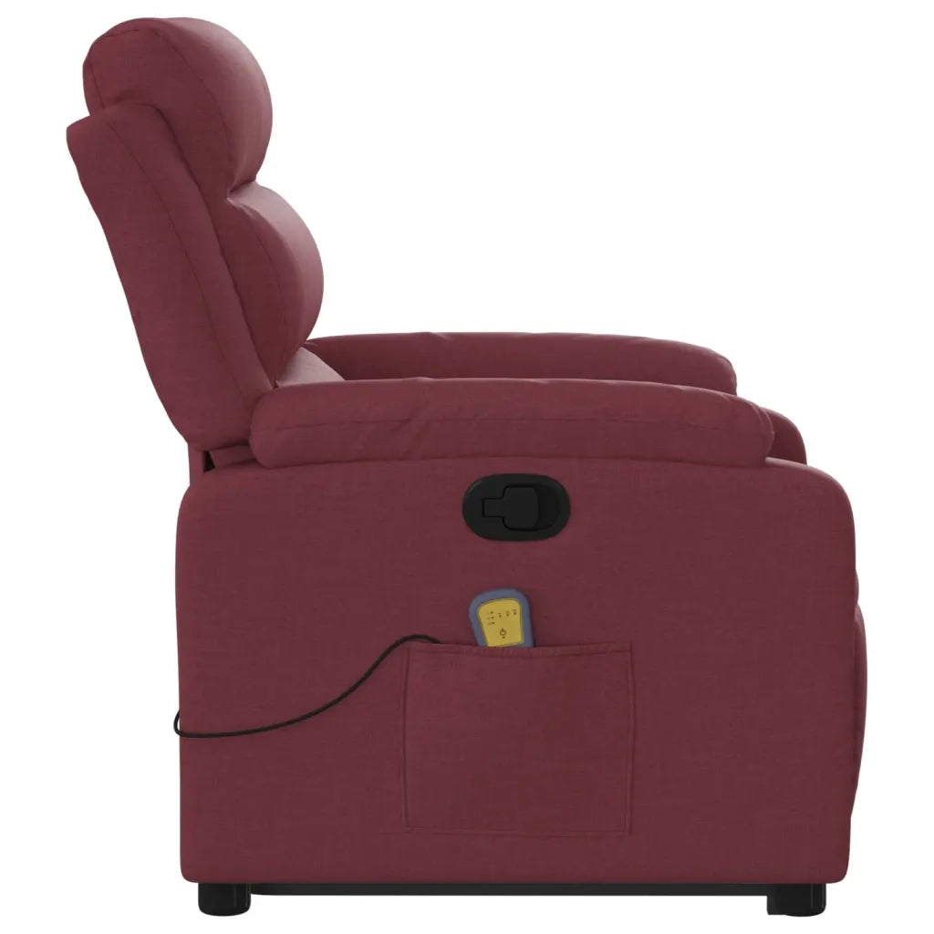 Poltrona Alzapersona Massaggio Reclinabile Rosso Vino Tessuto 3204995