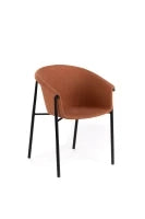 E-STYLO Sedia da pranzo in tessuto ruggine con gambe in metallo nero, 58cm X 56cm H. 79cm.
