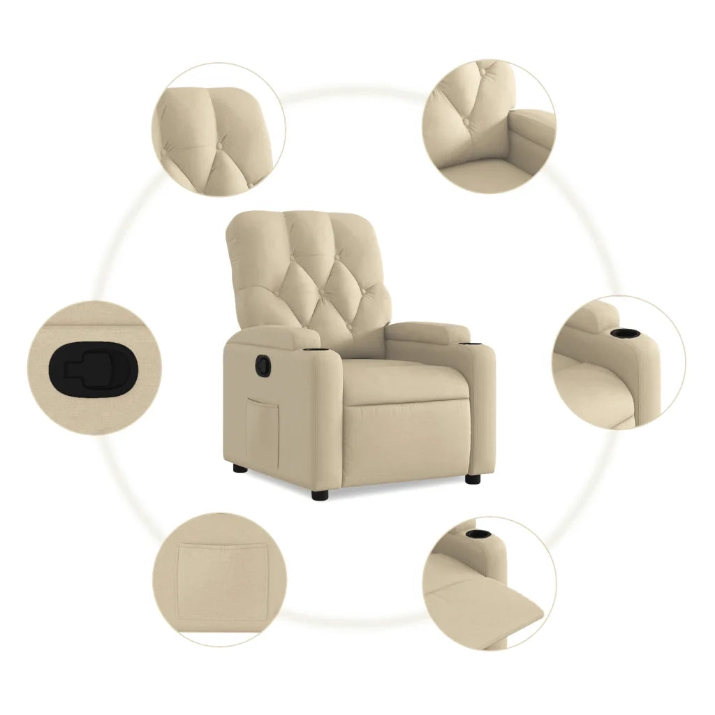 Divano Sedia-Poltrona Reclinabile in Tessuto Crema 737516
