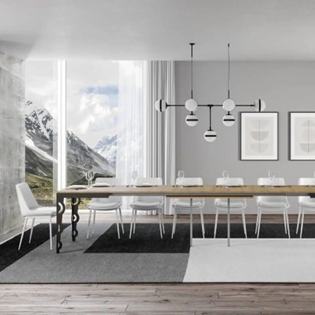 Tavolo allungabile 160/420x90 cm Karamay Evolution colore quercia natura telaio e gambe antracite