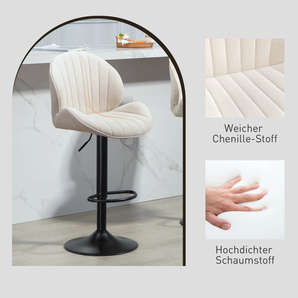 Set 2 sgabelli da bar imbottiti ¨C zephmum ¨C tessuto beige, altezza regolabile, girevoli