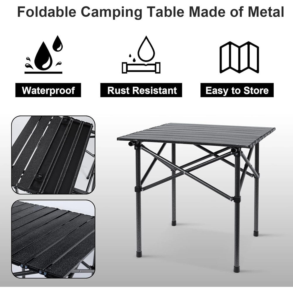 Trade Shop - Tavolo Pieghevole Da Esterno Portatile Da Campeggio Giardino Balcone Pic Nic Nero 632833 -