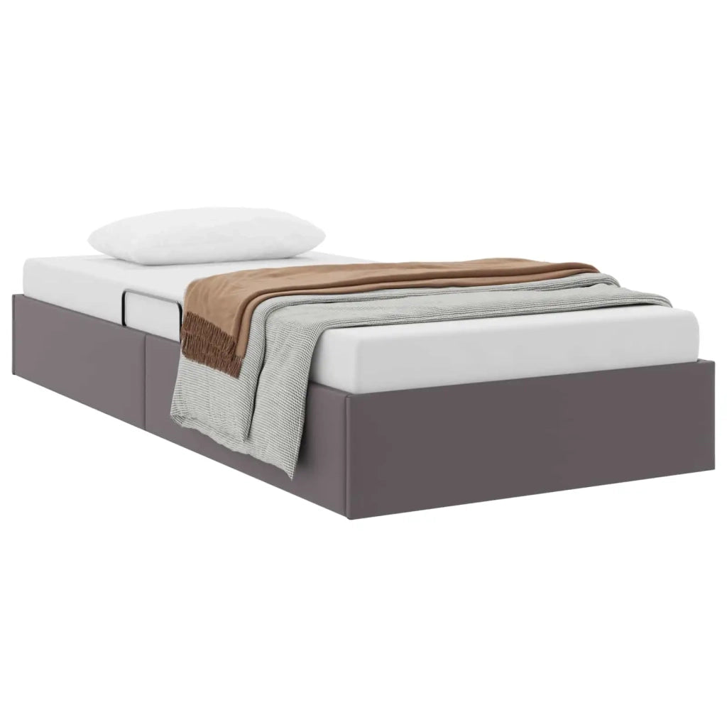 Letto ottomano Grigio 100 x 200 cm Pelle Sintetica 3442760