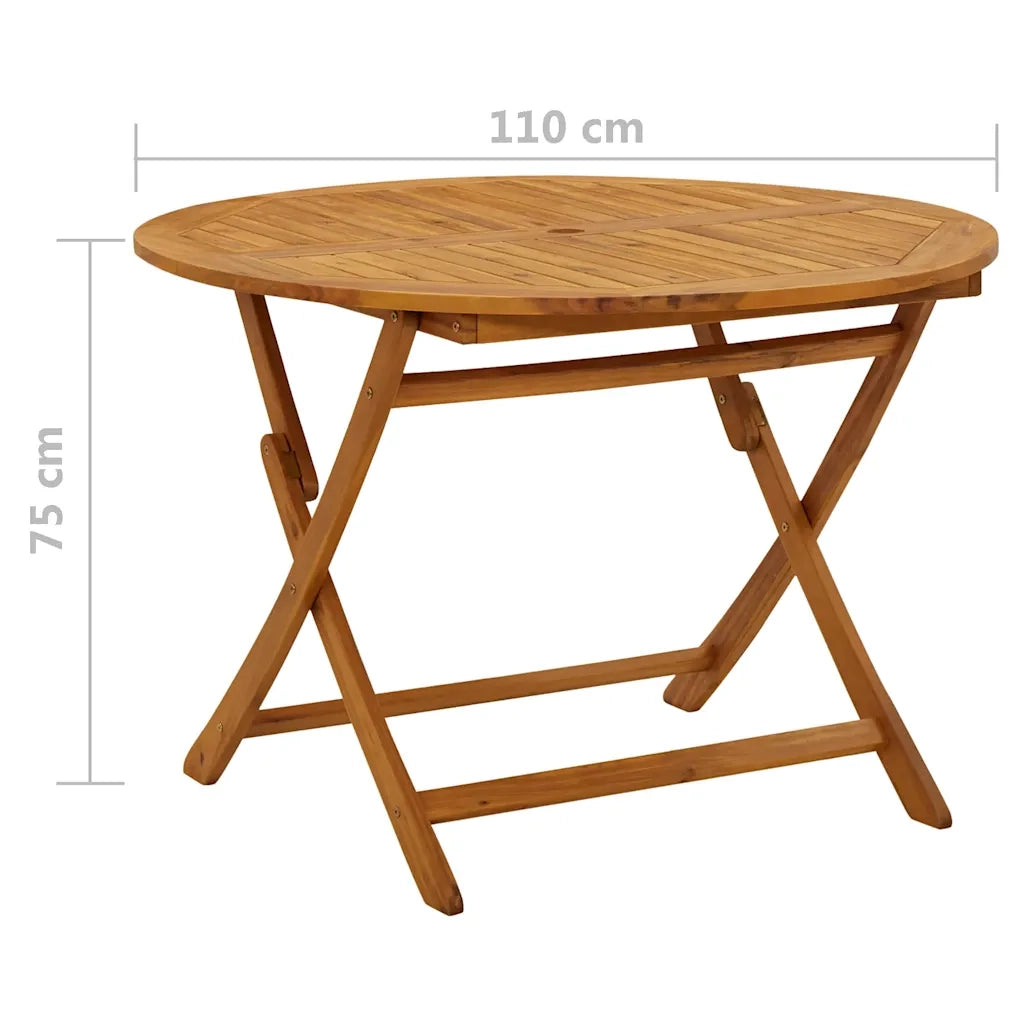 Tavolo da Giardino | Tavolino da esterno Pieghevole 110 cm in Massello d'Acacia