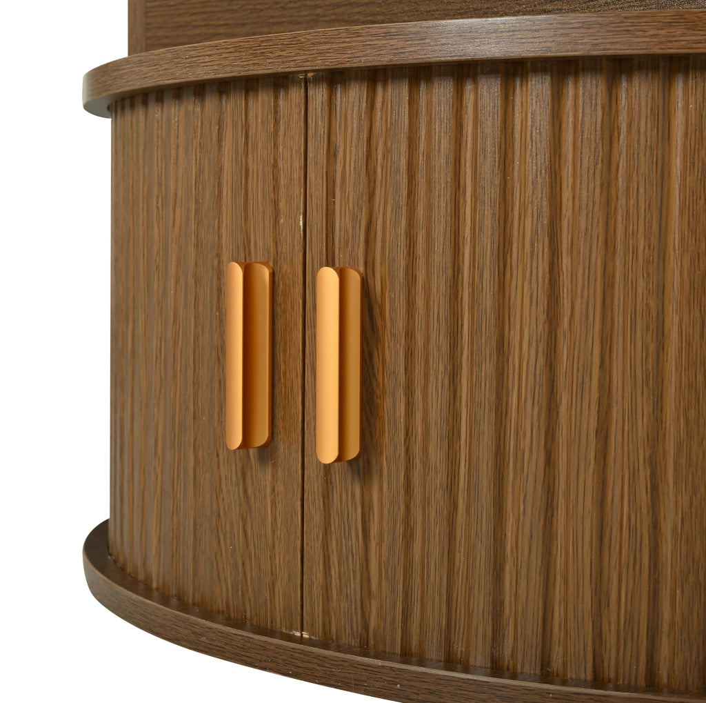Tavolino da caffè rotondo regolabile in altezza con LED; 75 cm; MDF; color noce