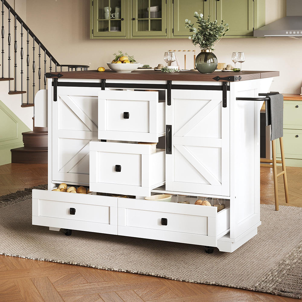 Carrello da cucina multifunzionale - Xylo - Con tavolo ribaltabile e ruote