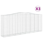 Cestini gabbioni recinzione a gabbia muro di contenimento ad arco 3 pezzi 400 x 50 x 160/180 cm ferro zincato argento 02_0040802
