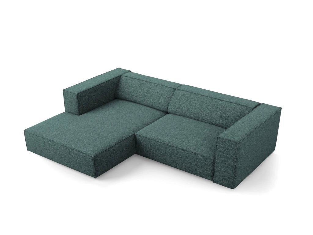 Cosmopolitan Design - Divano angolare sinistro "Arendal" 3 posti in ciniglia petrolio 