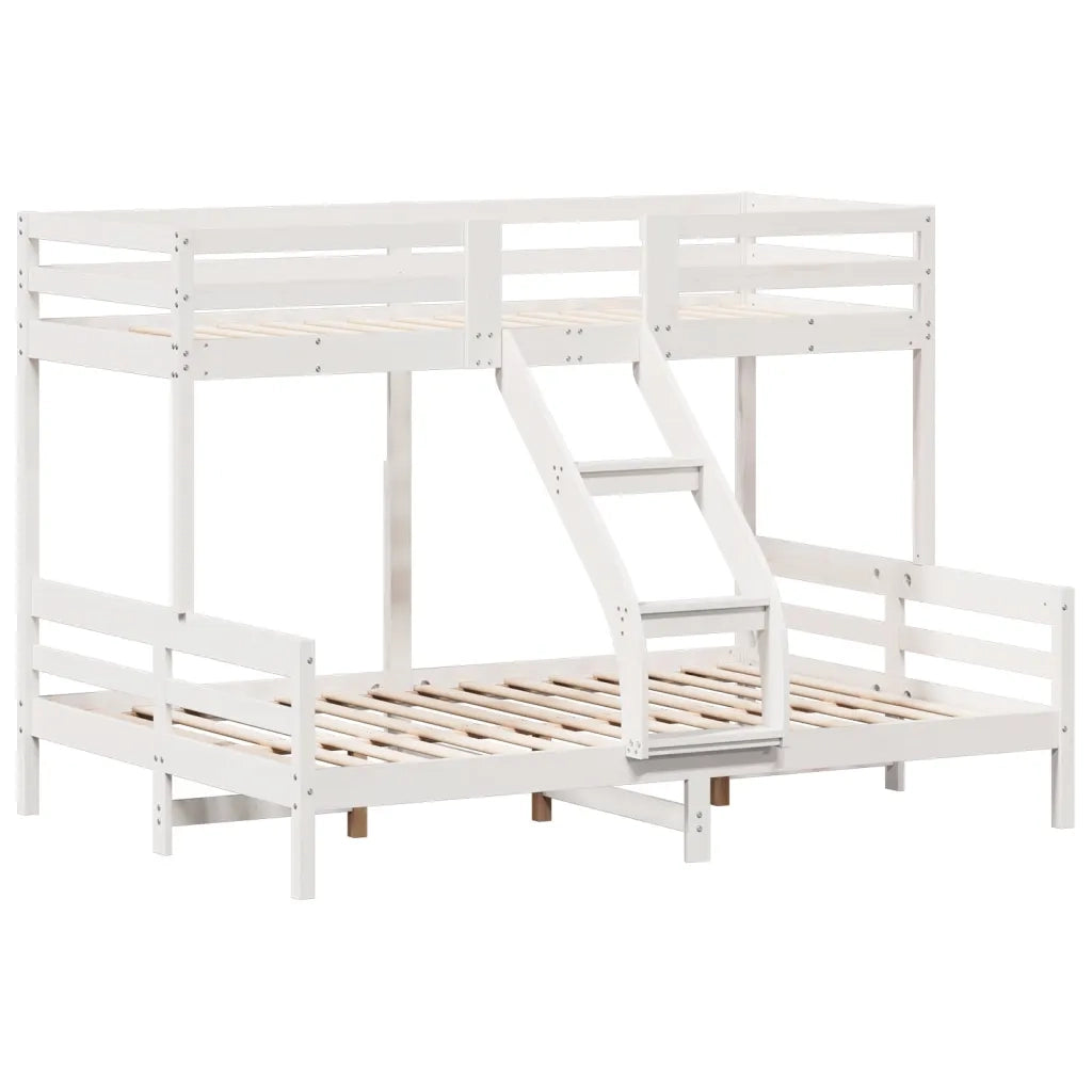 Letto da camera | Letto a Castello 80x200/140x200cm Bianco Legno Massello di Pino