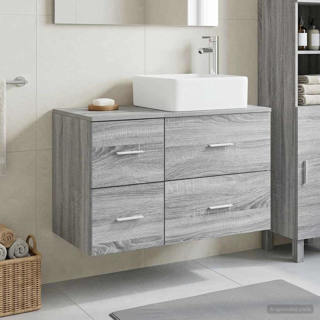 Set di mobili per il bagno 2 pz Sonoma grigio 3403965