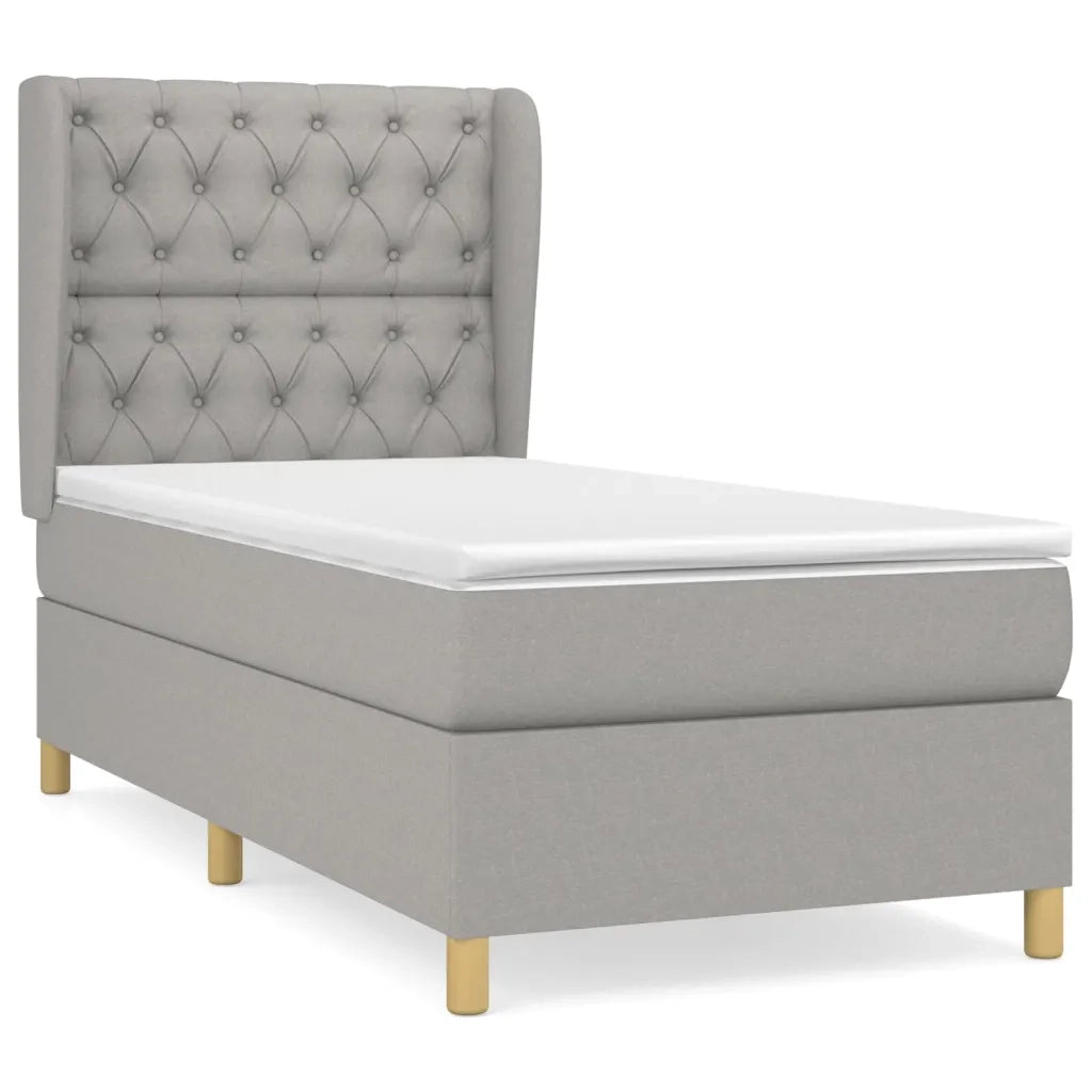 Letto singolo | Letto per adulti | Giroletto a Molle con Materasso Grigio Chiaro 80x200 cm Tessuto