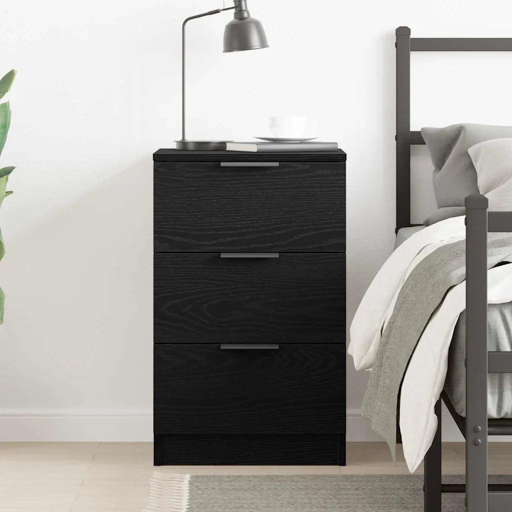 Comodino | Armadio da Notte | Mobiletto da notte Rovere Nero 40 x 65 x 65 cm Legno multistrato