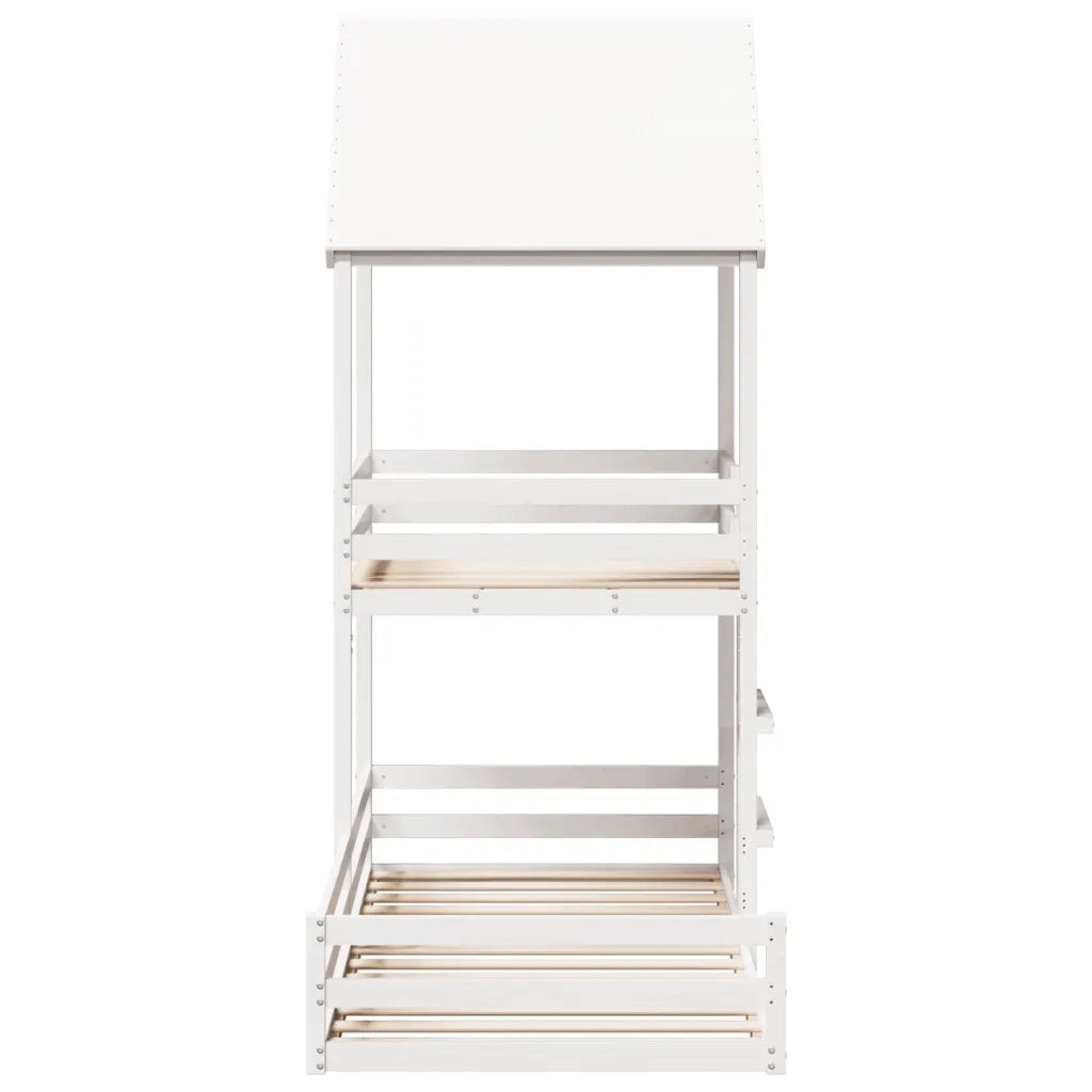 vidaXL Letto a Castello con Tetto Bianco 90x200 cm in Legno di Pino