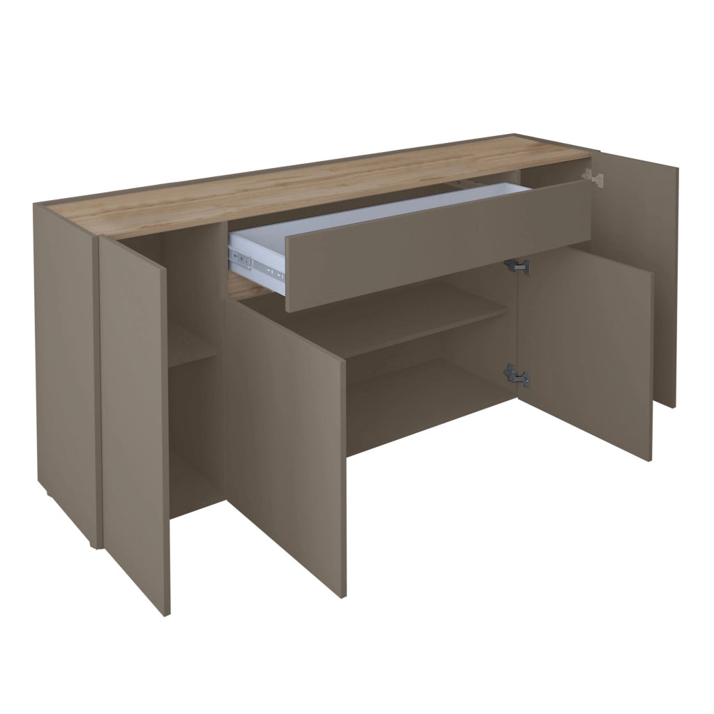 Madia 4 ante effetto legno tortora cm. H.85 x L.172 x P.39,5