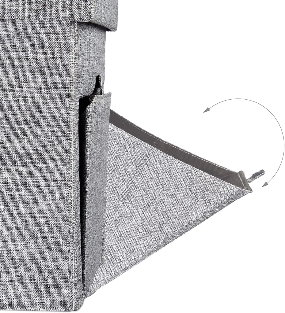 Sgabello contenitore pieghevole in lino grigio 13_0002780