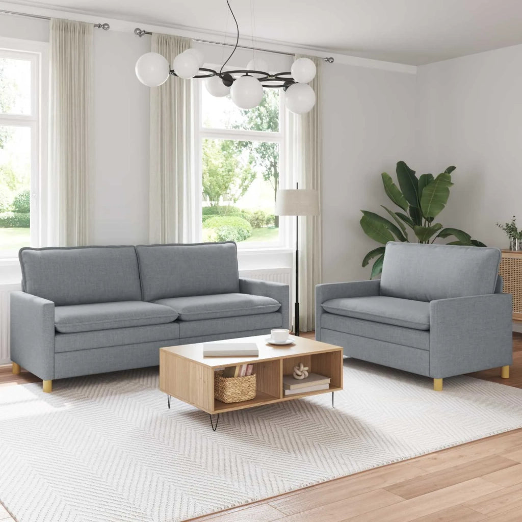 Set di divani 2 pz Grigio chiaro Tessuto 3417119