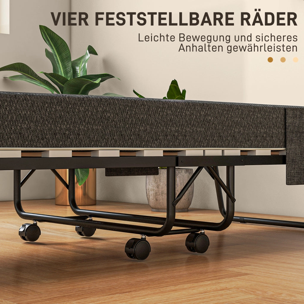 Letto pieghevole con materasso ¨C zephmum ¨C 190x80x42 cm, metallo, grigio scuro