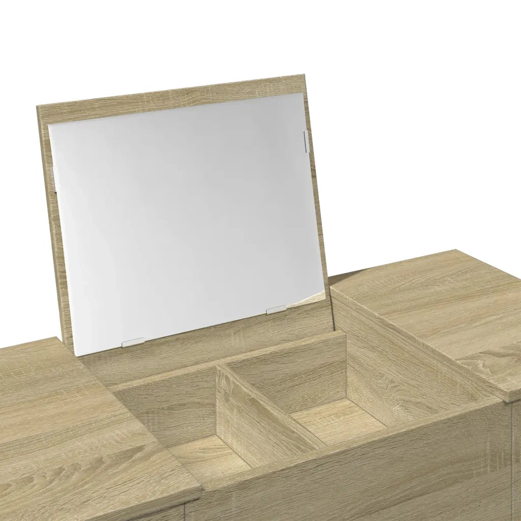 Toeletta | Tavolo da Trucco con Specchio Rovere Sonoma 100x45x76 cm