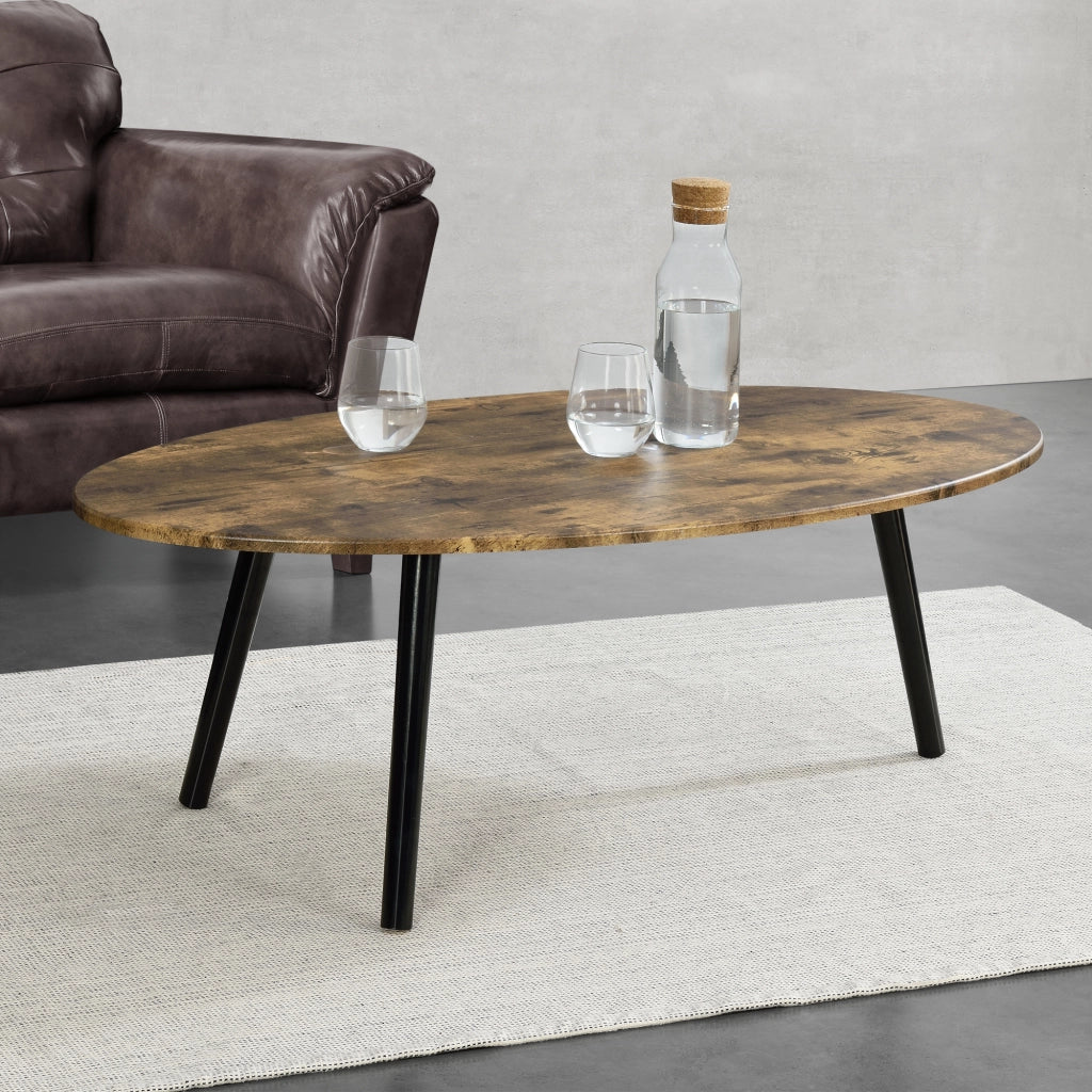 Tavolino da Salotto Viborg con Piano Ovale e 3 Piedini 109,5 x 59,5 x 39,5 cm Effetto Legno Scuro [en.casa]