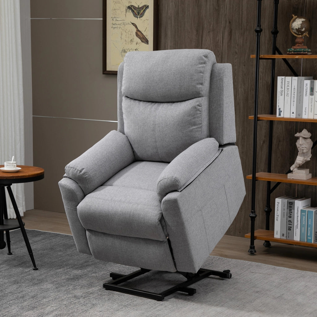 Poltrona Relax Alzapersona Elettrica Reclinabile ¨C Xylo ¨C Tessuto Grigio Chiaro con Poggiapiedi