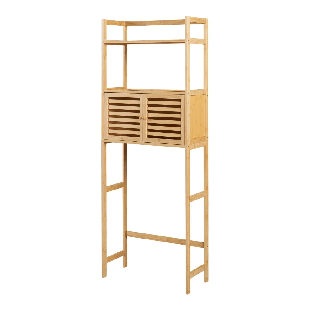 Scaffale dal design senza tempo per soggiorno camera da letto o bagno 158 x 60 x 26 cm bambù naturale 03_0011187