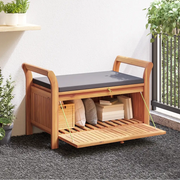 Panca Portaoggetti Giardino Cuscino 91 cm Legno Massello Acacia 319716