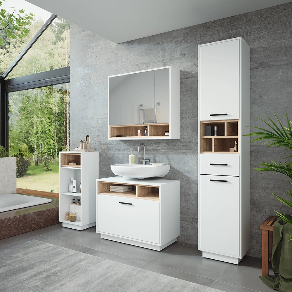 Vicco Set di mobili da bagno Bianco/Sonoma Set 4