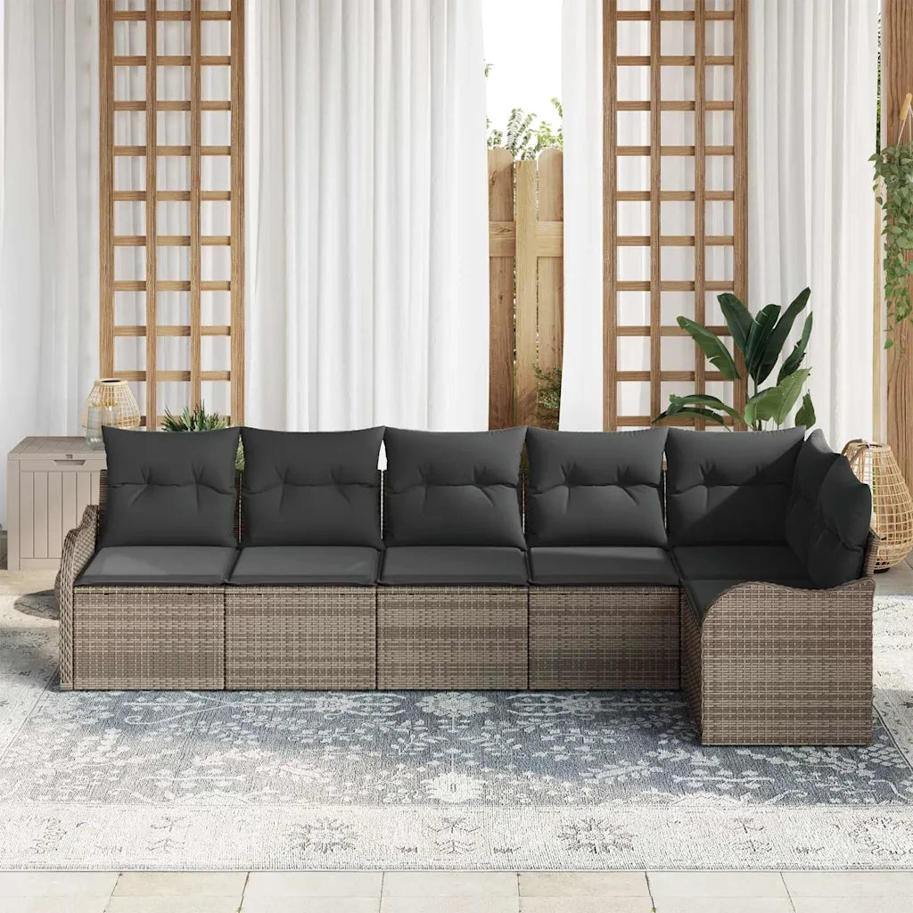 Set Divano da Giardino 6 pcs Grigio polyrattan 3354388
