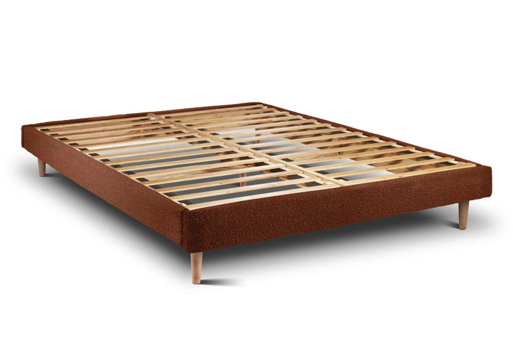 Letto 160x200 cm con testiera in linea - tessuto bouclé