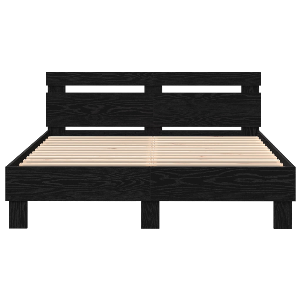 Struttura Letto Nera Quercia nera Legno 140 x 190 cm Durevole