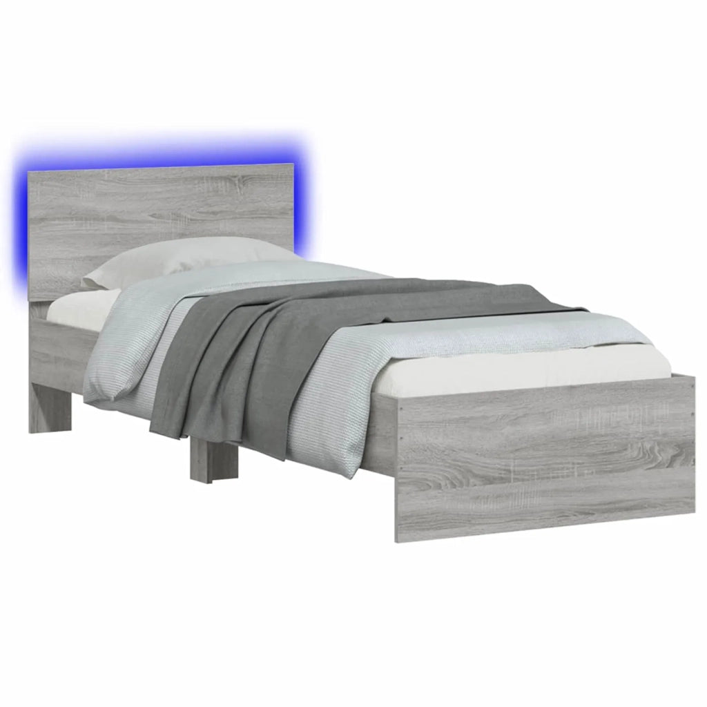 Letto con LED Sonoma grigio 80 x 200 cm Legno ingegnerizzato