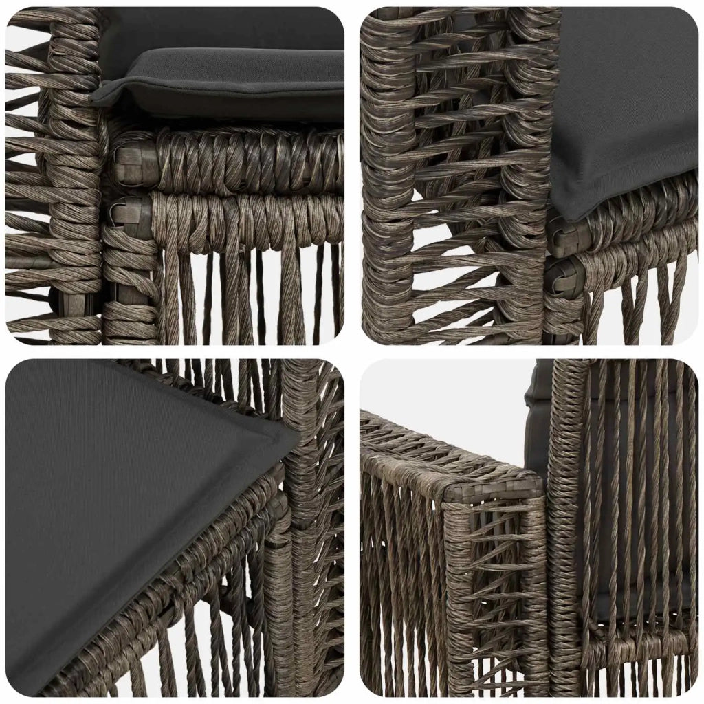Divano da giardino 2-Numero di posti Grigio polyrattan 42026699