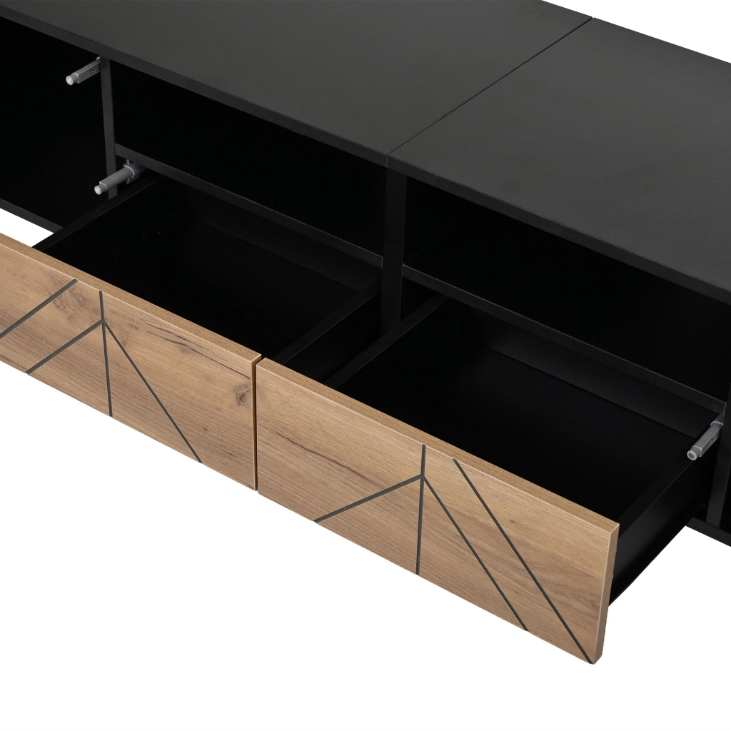 Mobile TV, 2 cassetti, finitura effetto legno, in truciolato, 180 x 40 x 45 cm, nero e color legno