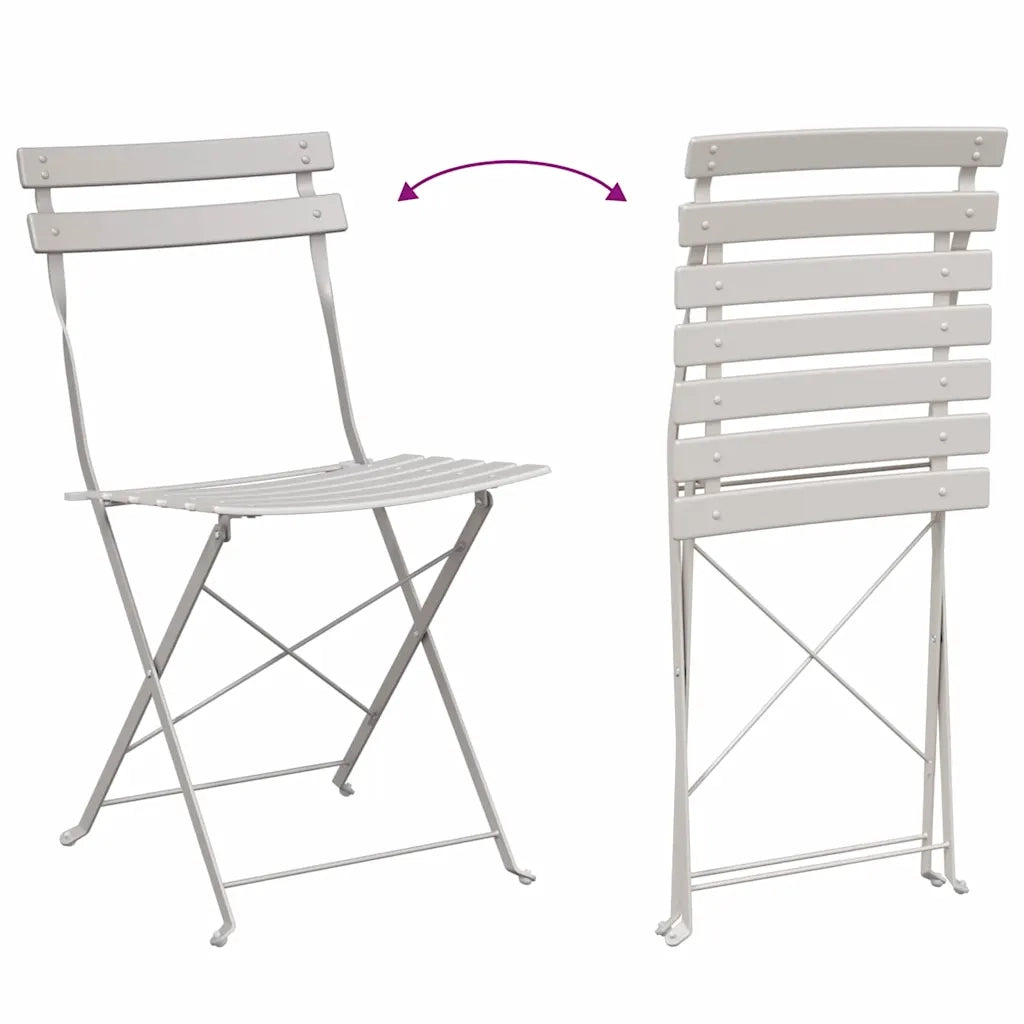 Set Bistro Pieghevole 3 pz | Set Salotto da Giardino Beige Acciaio