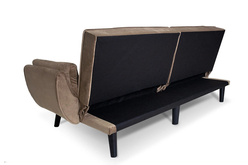 Divano letto clic clac in velluto marrone piede nero - divano 3 posti - Ambra - DL-AM09VLT-PLN