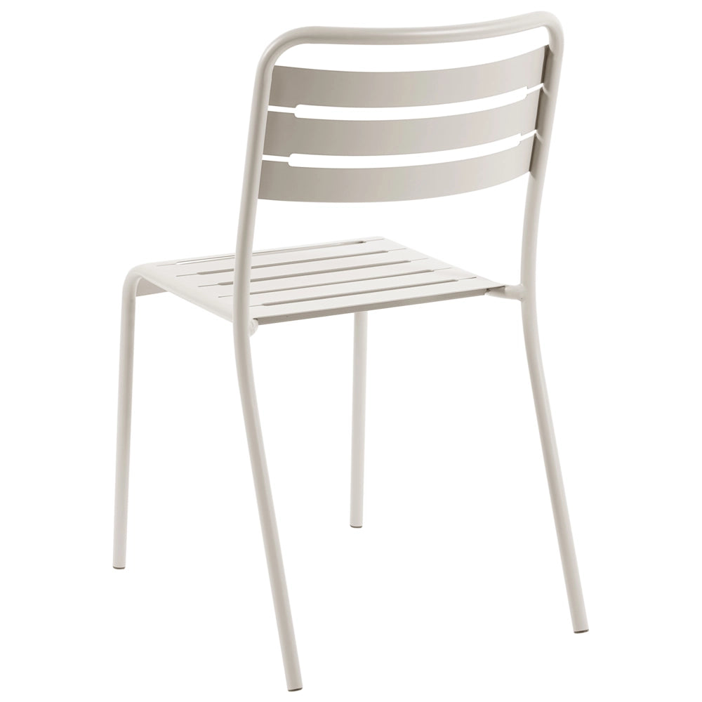 Set di 2 Sedie da Giardino in Ferro Metallo Beige Chiaro Senza Braccioli Impilabili per Esterni
