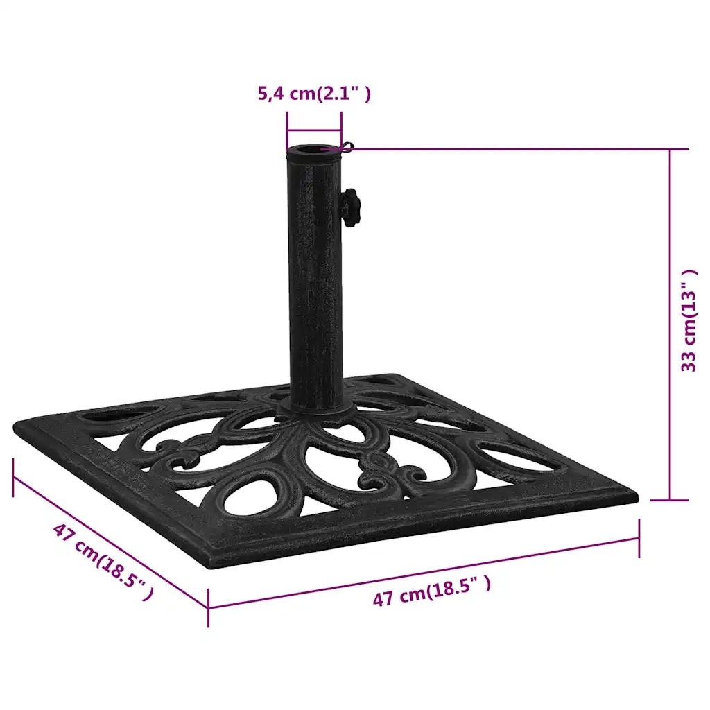 Base per ombrellone-Supporto per ombrellone Nera 47x47x33 cm in Ghisa
