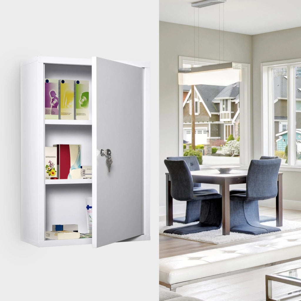 Armadio Farmacia 2 Ripiani 3 Livelli ¨C zephmum ¨C Bianco 40x18x60 cm