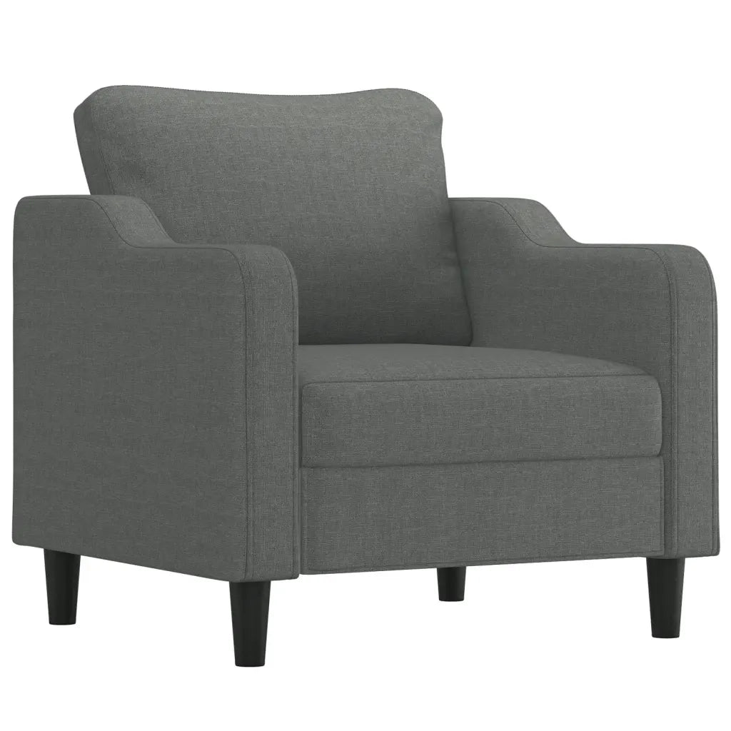 Set di Divani 4 pz con Cuscini Grigio Scuro in Tessuto
