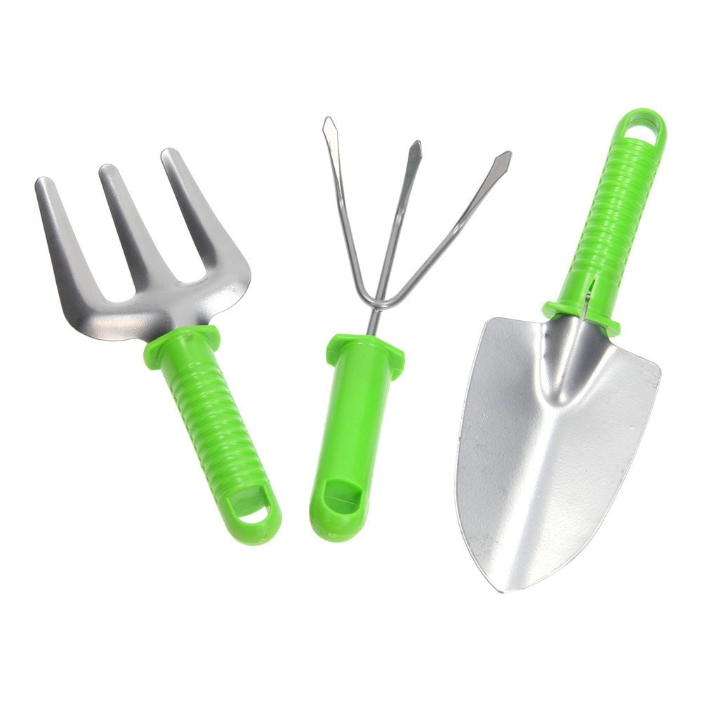 Trade Shop - Set 3 Pezzi Utensili Giardinaggio Rastrello Pala Maniglia Manutenzione Giardino -