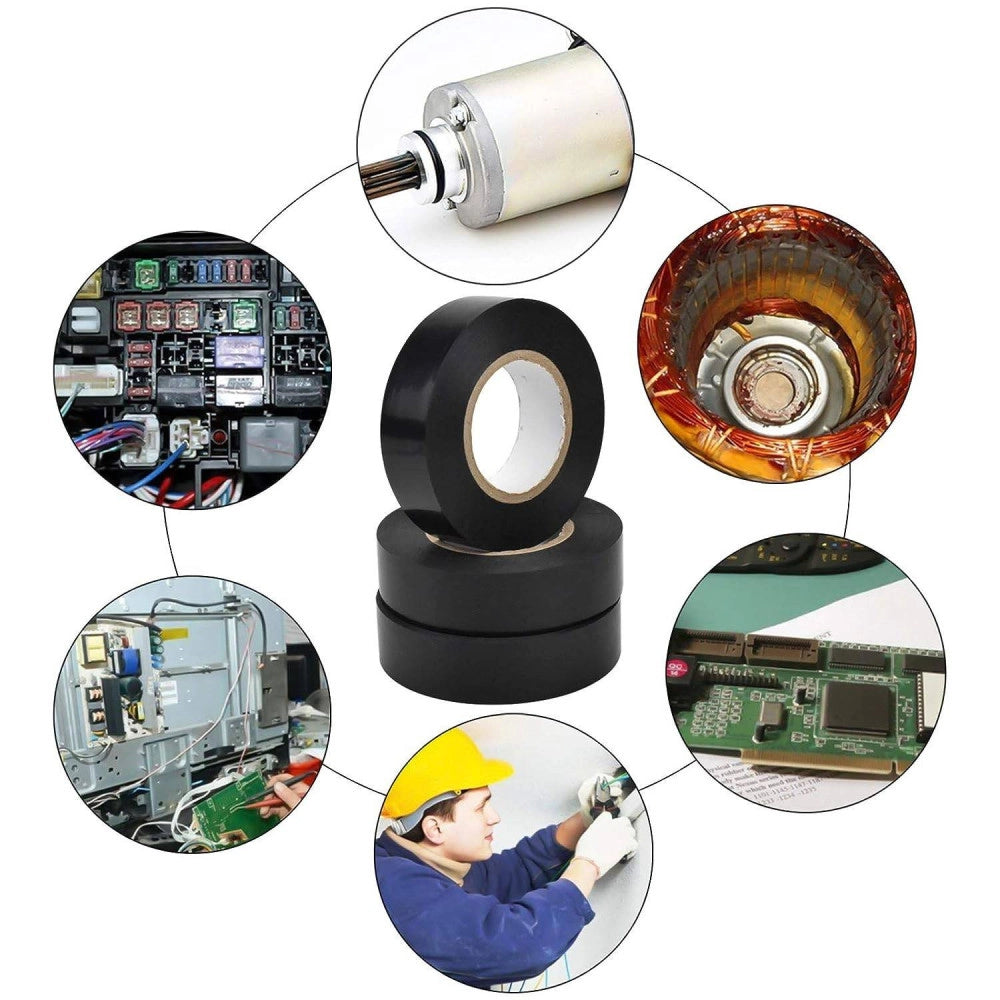 Trade Shop - Set 3 Rotolo Nastro Isolante Adesivo Nero In Pvc 19mm Per 20mt Autoestinguente -
